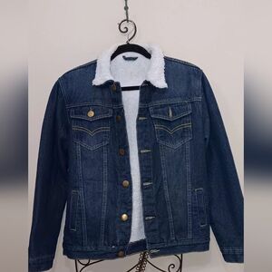 Women's Blue Jean Jacket with faux wool lining